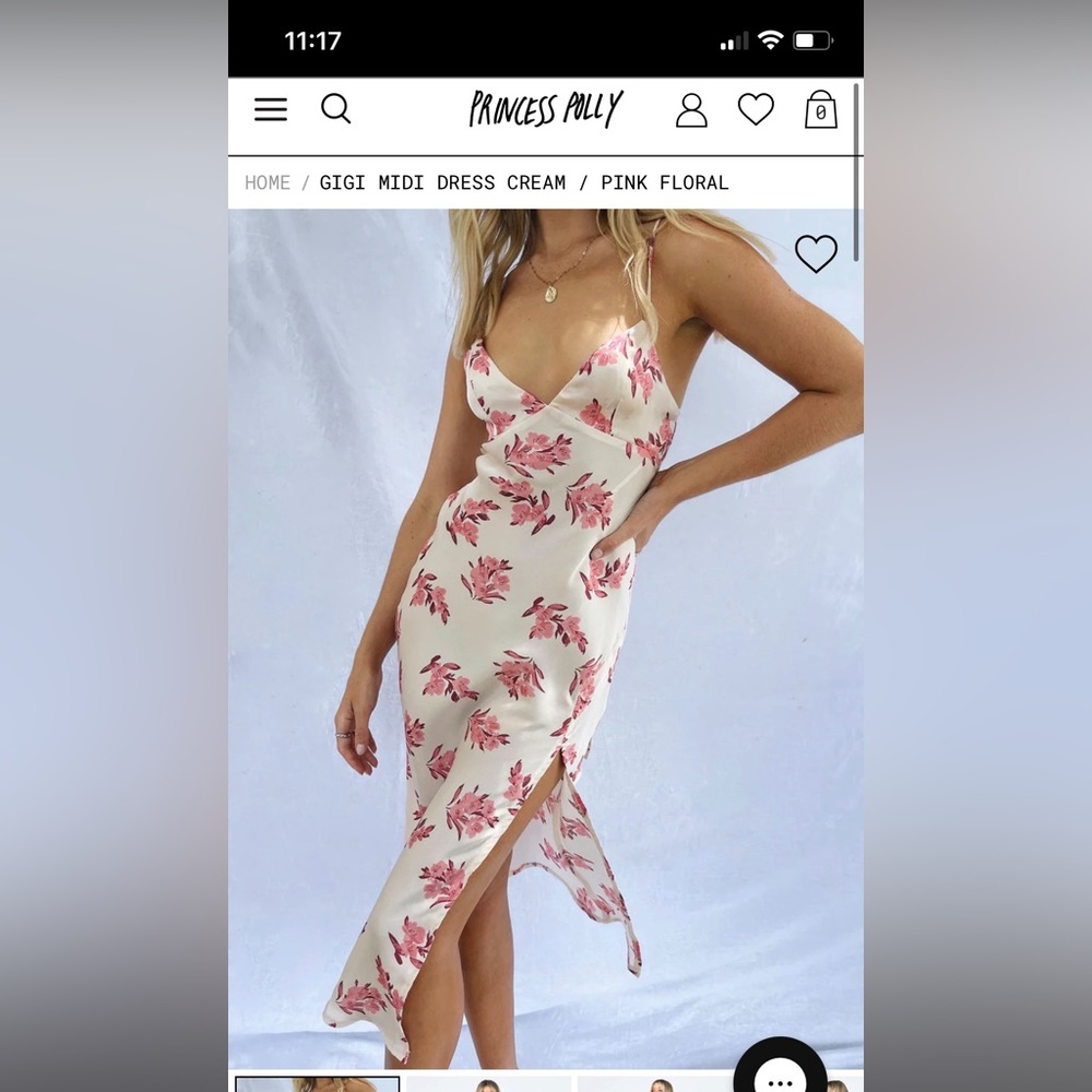 Pink Floral Midi Dress